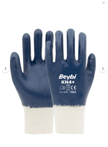 KN4+LACİVERT NİTRİL KAPLI PAMUK ELDİVEN NO : 10